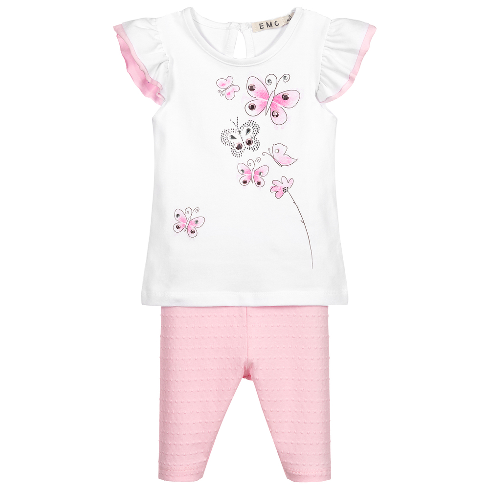 Everything Must Change - White & Pink Leggings Set | Childrensalon