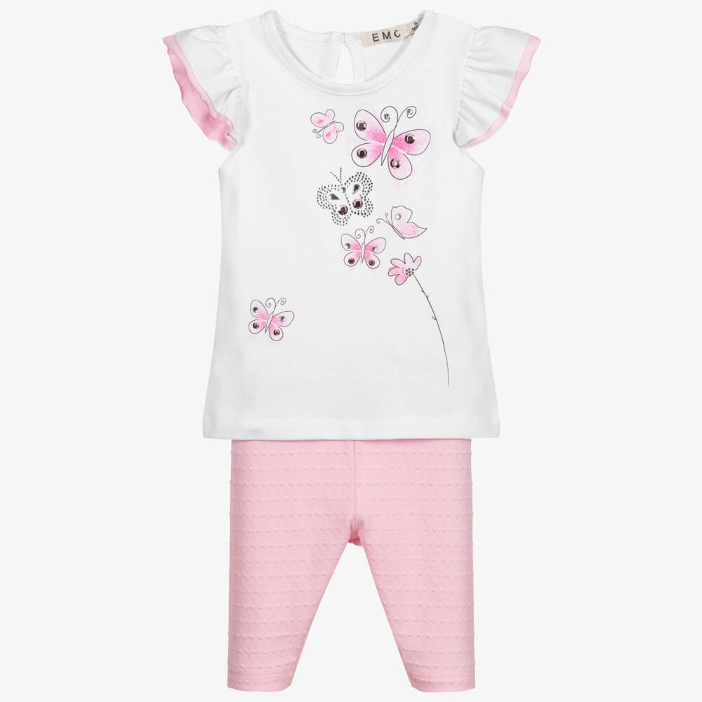 Everything Must Change-White & Pink Leggings Set | Childrensalon Outlet