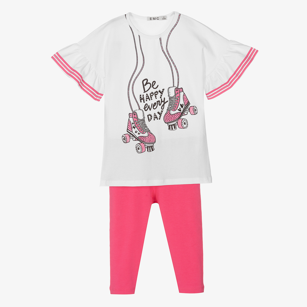 Everything Must Change - White & Pink Leggings Set | Childrensalon