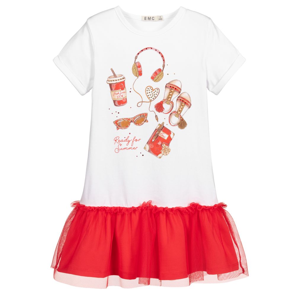 Everything Must Change - White & Red Tulle Dress | Childrensalon