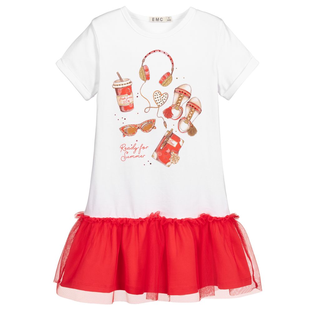 Everything Must Change-White & Red Tulle Dress | Childrensalon Outlet