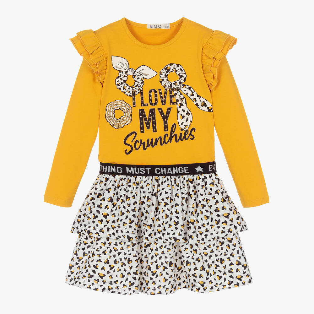 Everything Must Change - Желтый топ и юбка с леопардовым принтом | Childrensalon