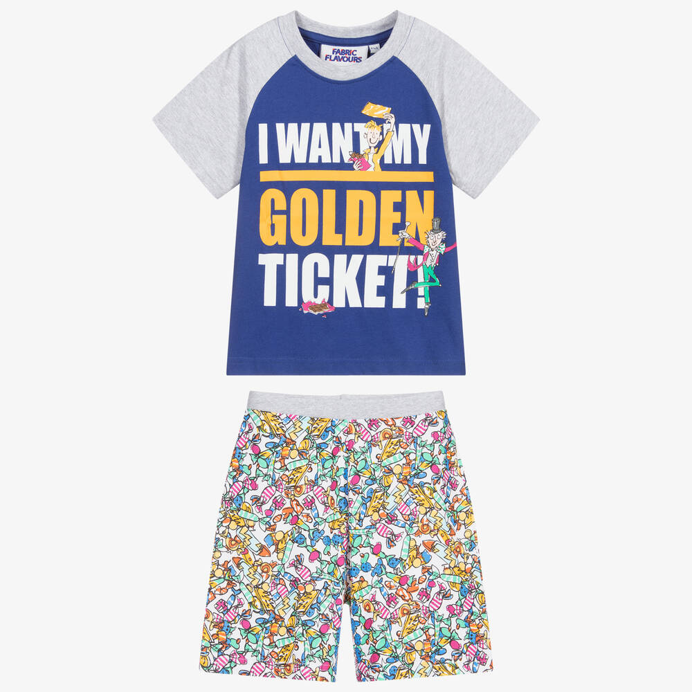 Fabric Flavours-Голубая хлопковая пижама с героями Роальда Даля | Childrensalon Outlet