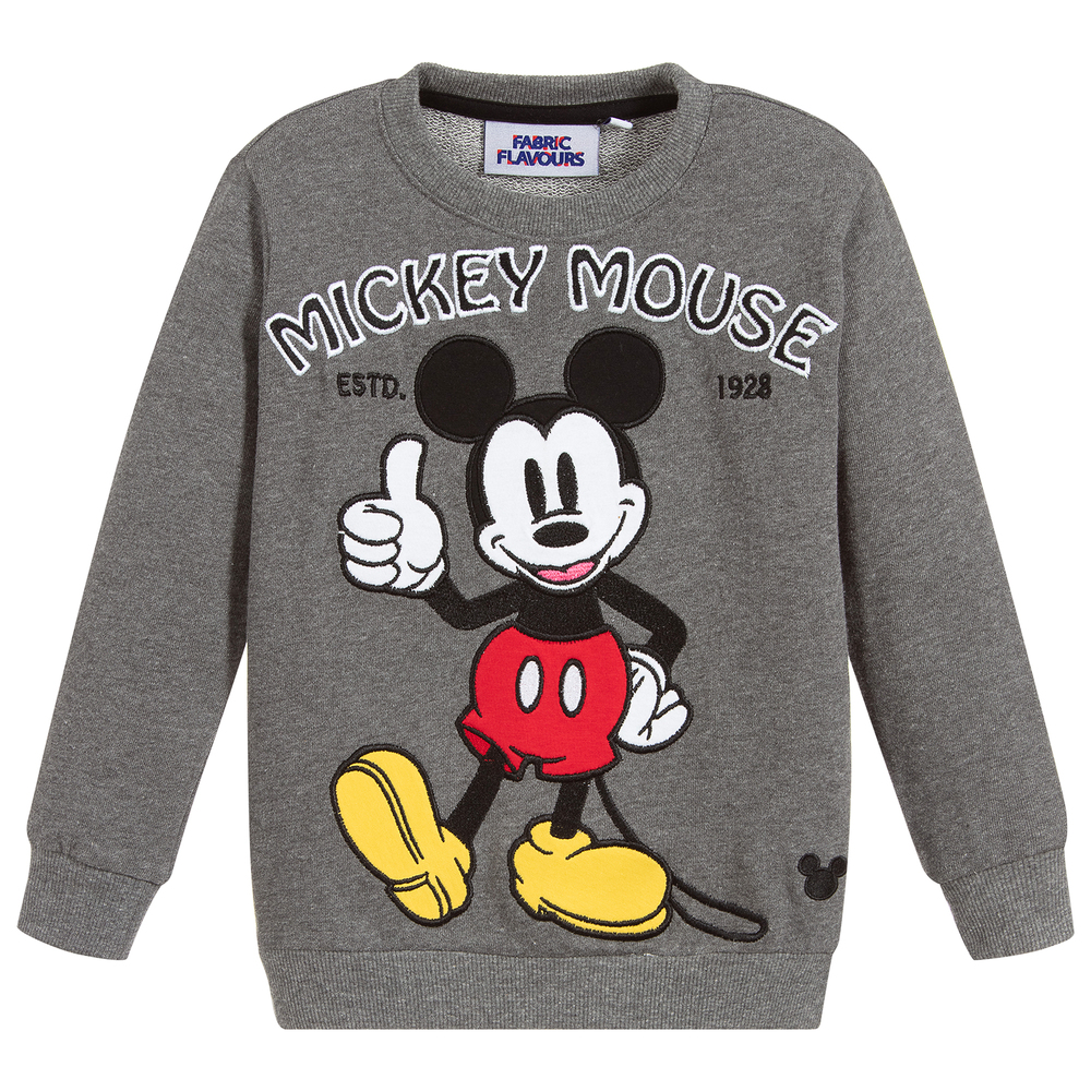 Fabric Flavours Grey Mickey Mouse Sweatshirt Childrensalon Outlet