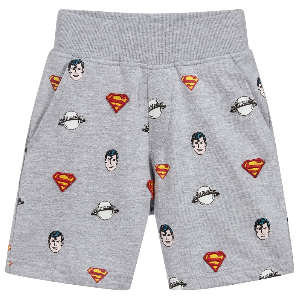 Fabric Flavours - Grey Superman Cotton Shorts | Childrensalon