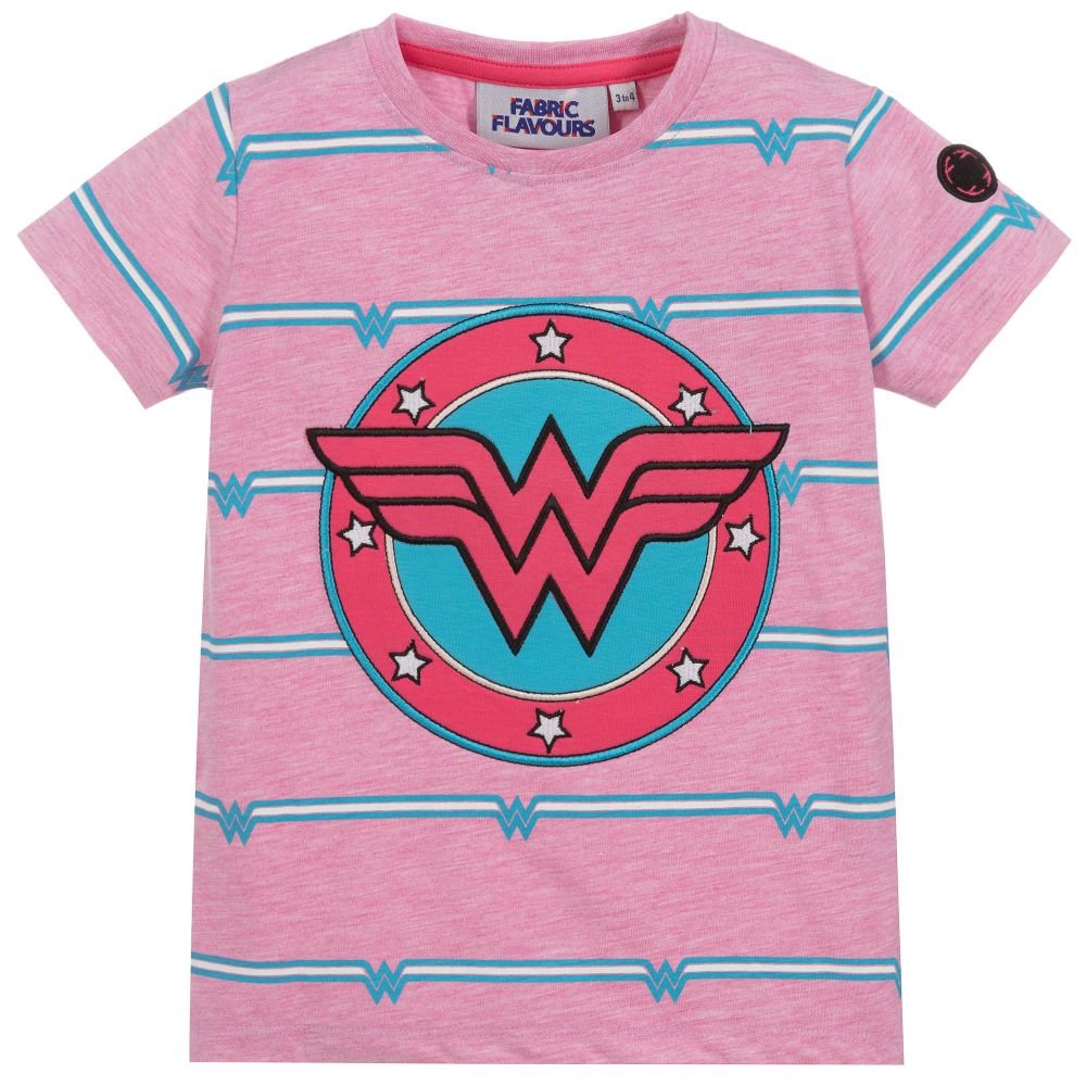 Fabric Flavours - Pinkfarbenes T-Shirt mit Logo Wonder Woman | Childrensalon
