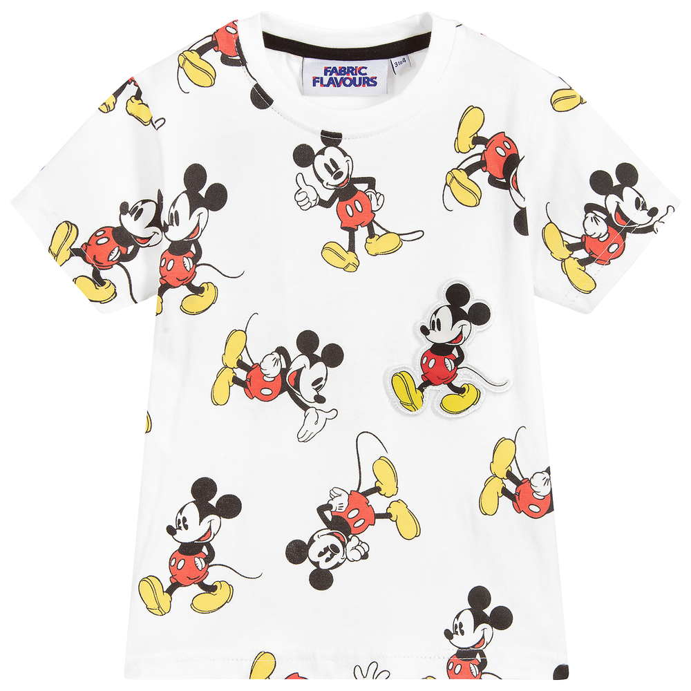 Fabric Flavours - White Cotton Mickey Mouse Top | Childrensalon