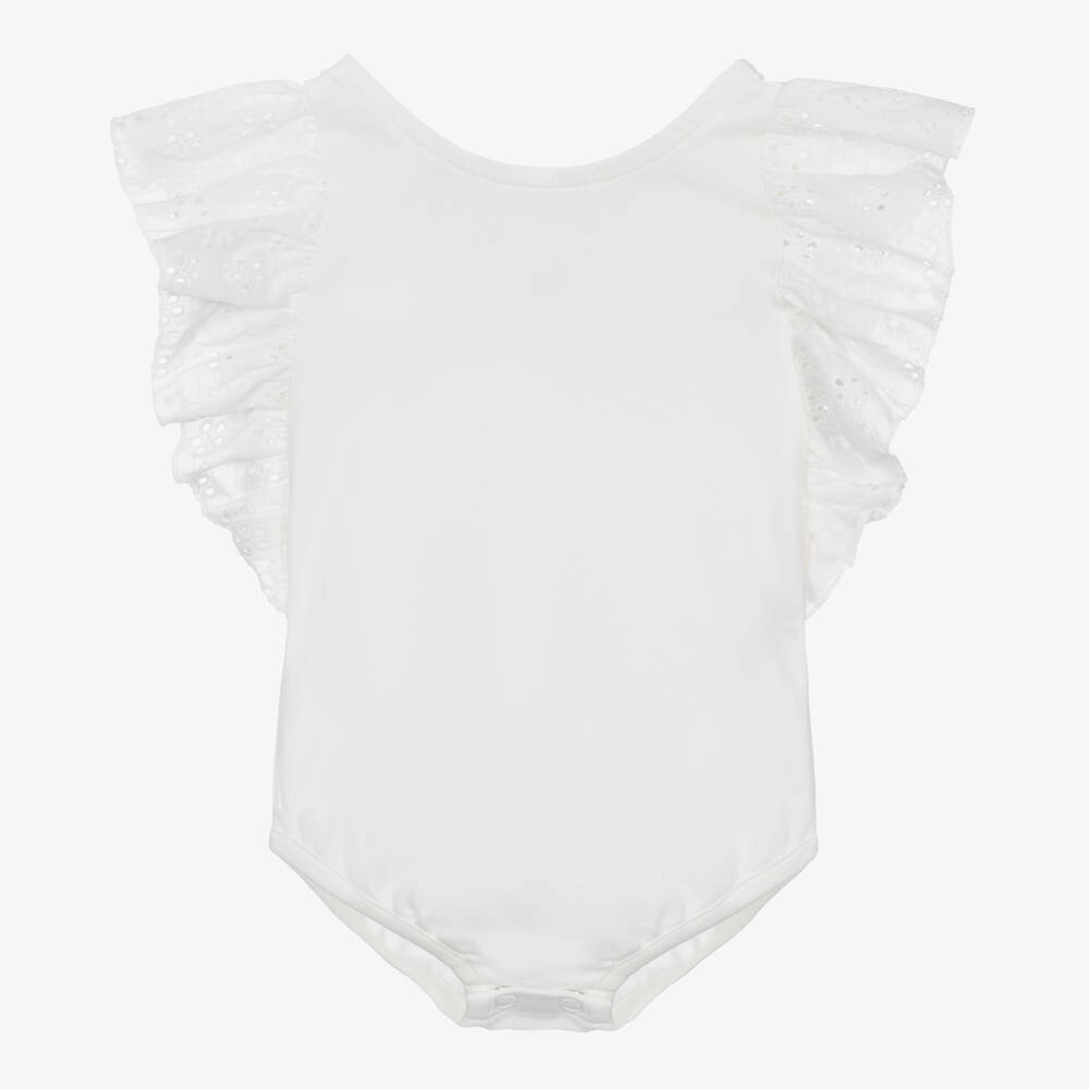 Falcotto by Naturino - Baby Girls White Cotton Bodysuit | Childrensalon