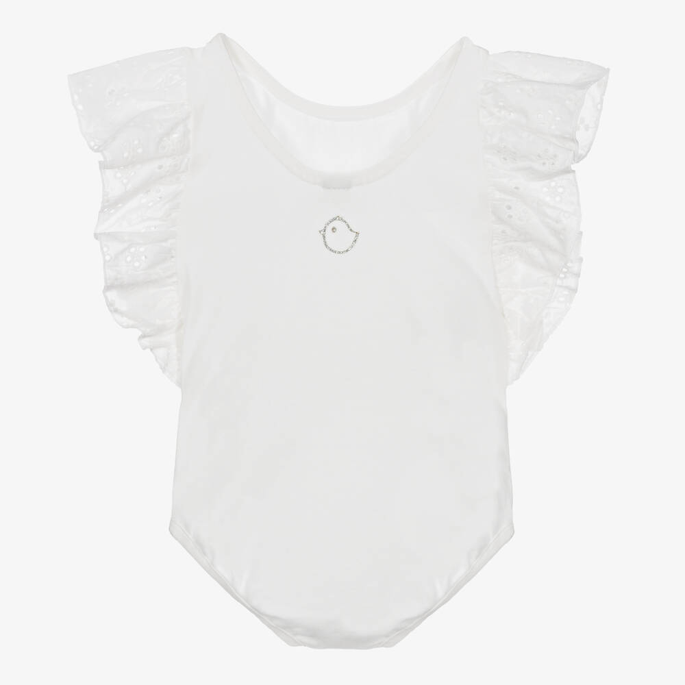 فالكوتو باي ناتورينو-Baby Girls White Cotton Bodysuit | Childrensalon Outlet