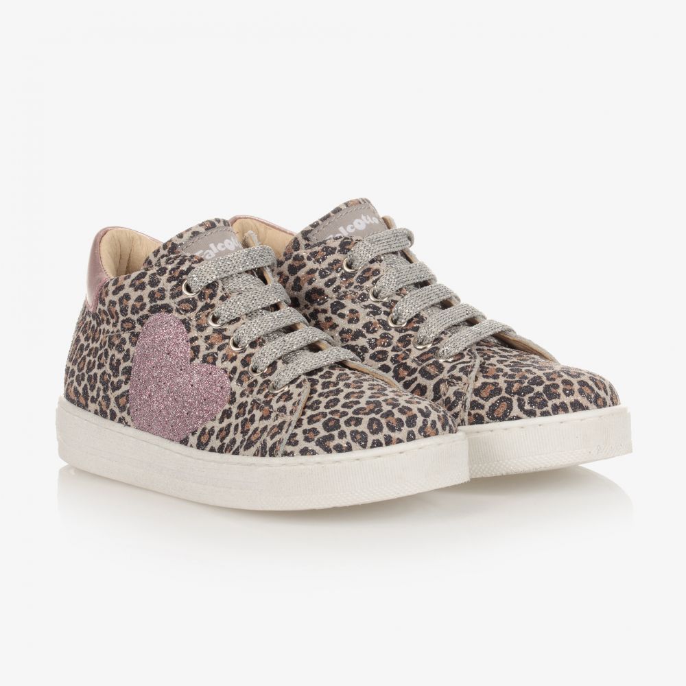 Falcotto by Naturino - Beige Leopard Leather Trainers | Childrensalon