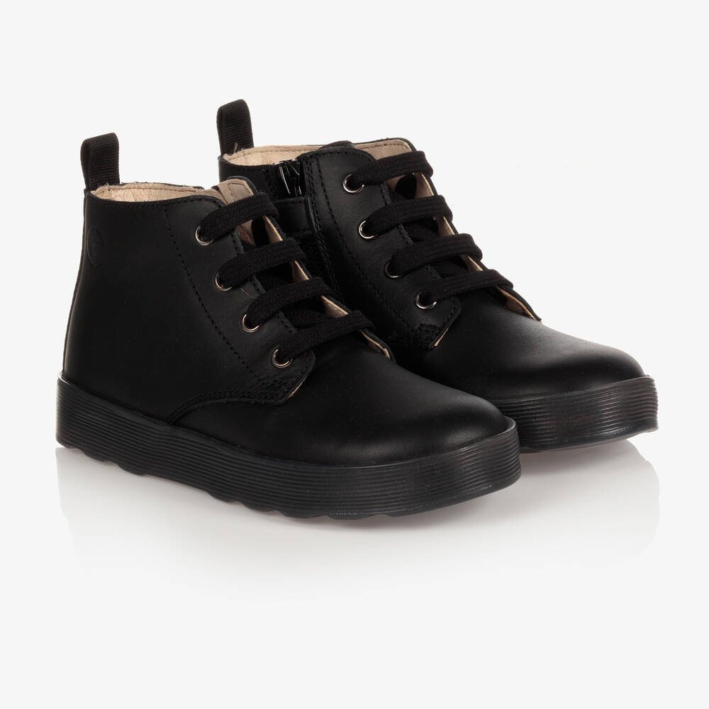 Falcotto by Naturino - Boys Black Leather Ankle Boots | Childrensalon