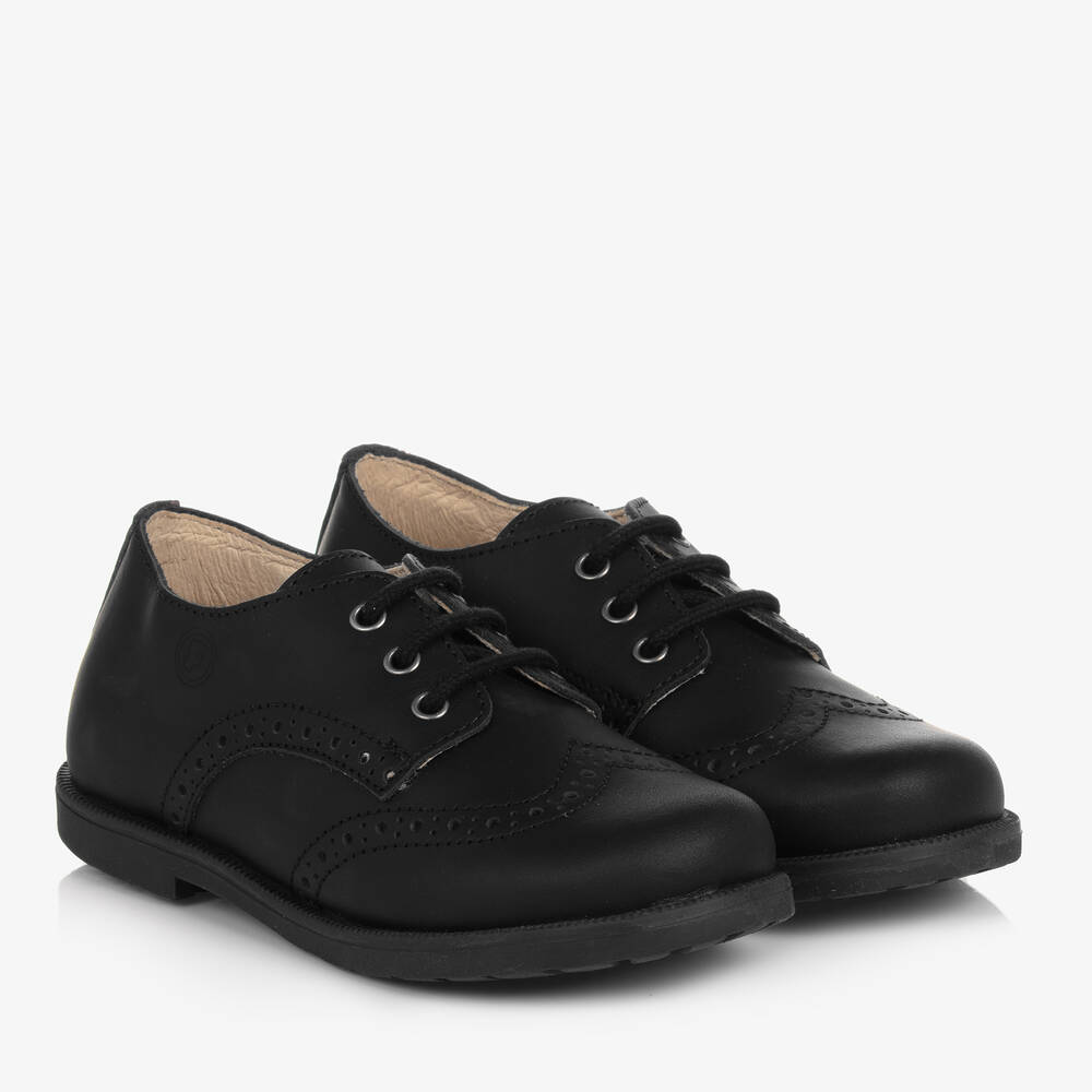 Falcotto by Naturino - Boys Black Leather Brogues | Childrensalon