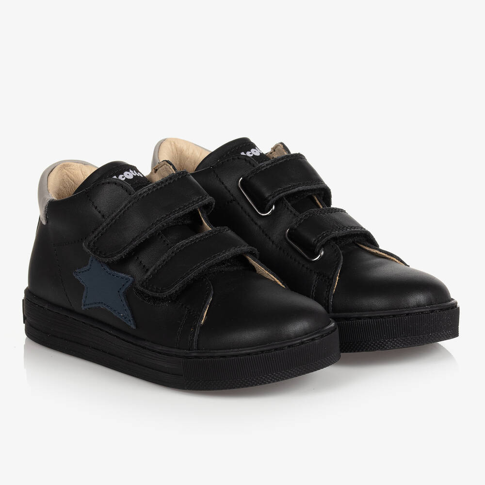 Falcotto by Naturino - Boys Black Leather Trainers | Childrensalon