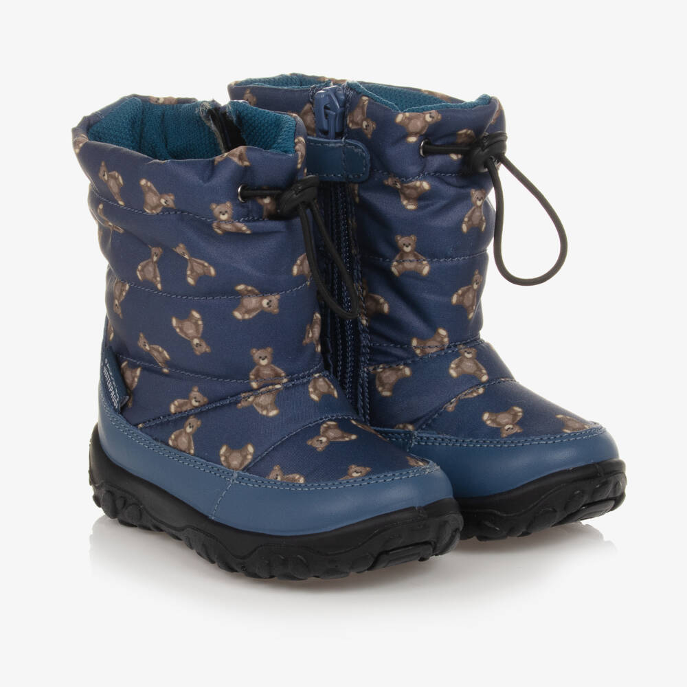 Falcotto by Naturino-Boys Blue Bear Print Snow Boots | Childrensalon Outlet