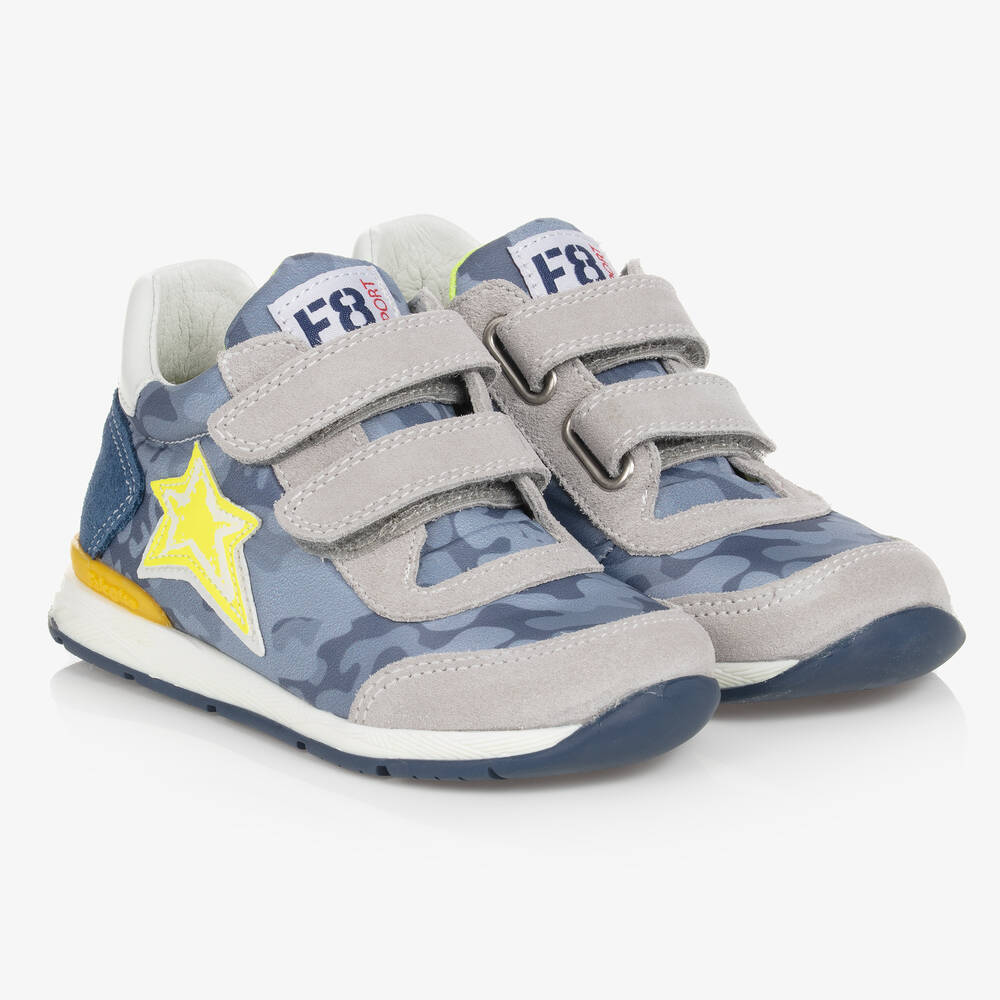 Falcotto by Naturino - Boys Blue & Grey Star Trainers | Childrensalon