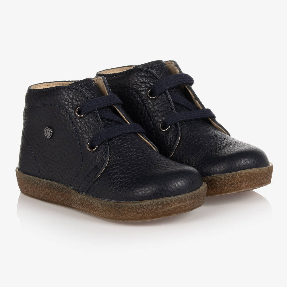 Falcotto by Naturino - Boys Blue Leather Ankle Boots | Childrensalon