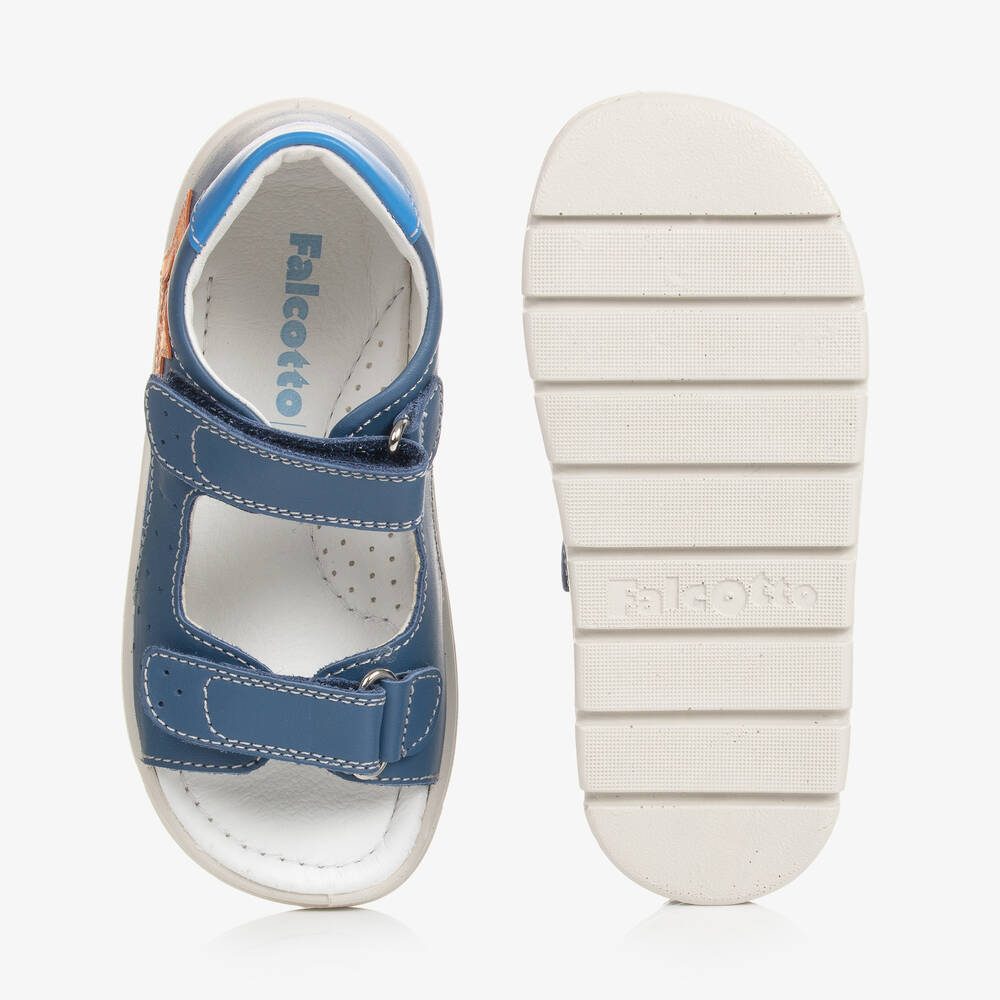 Falcotto by Naturino-Boys Blue Leather Star Sandals | Childrensalon Outlet