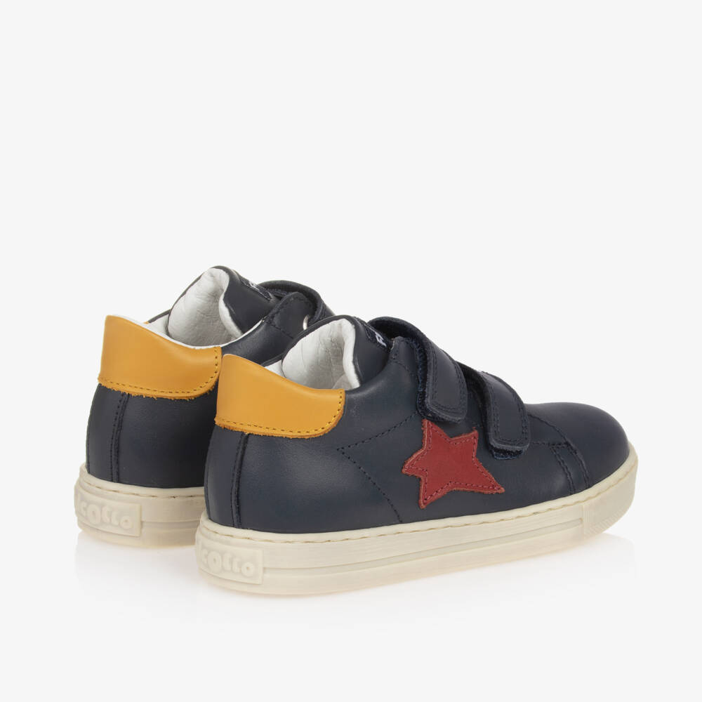 Falcotto by Naturino-Boys Blue Leather Star Trainers | Childrensalon Outlet