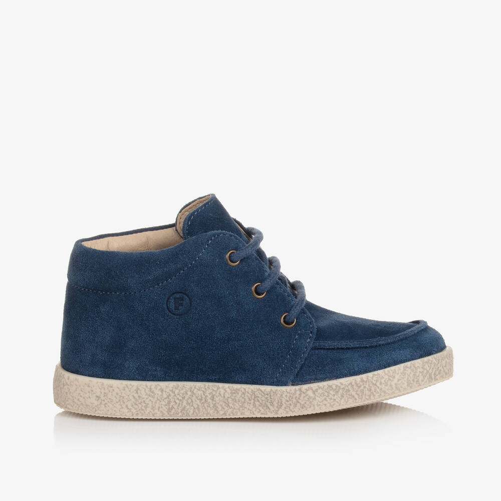 Falcotto by Naturino-Boys Blue Suede Leather Lace-Up Boots | Childrensalon Outlet