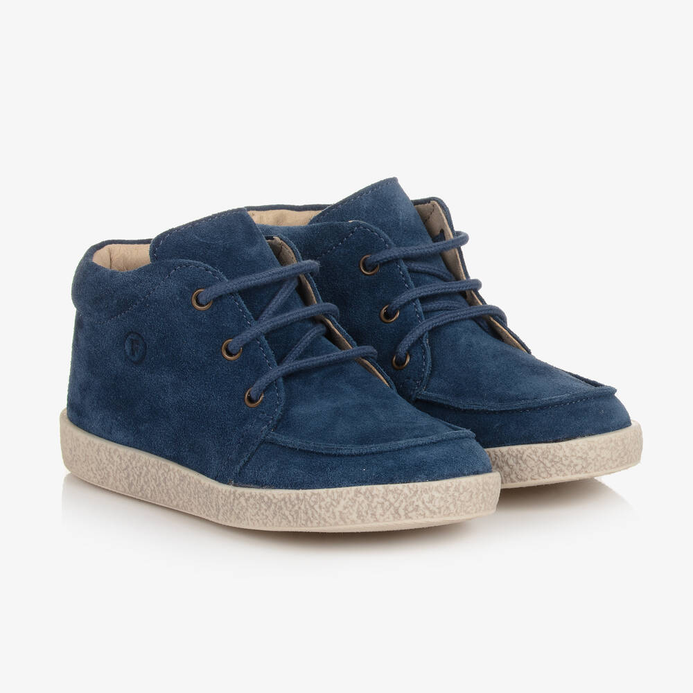Falcotto by Naturino - Boys Blue Suede Leather Lace-Up Boots | Childrensalon