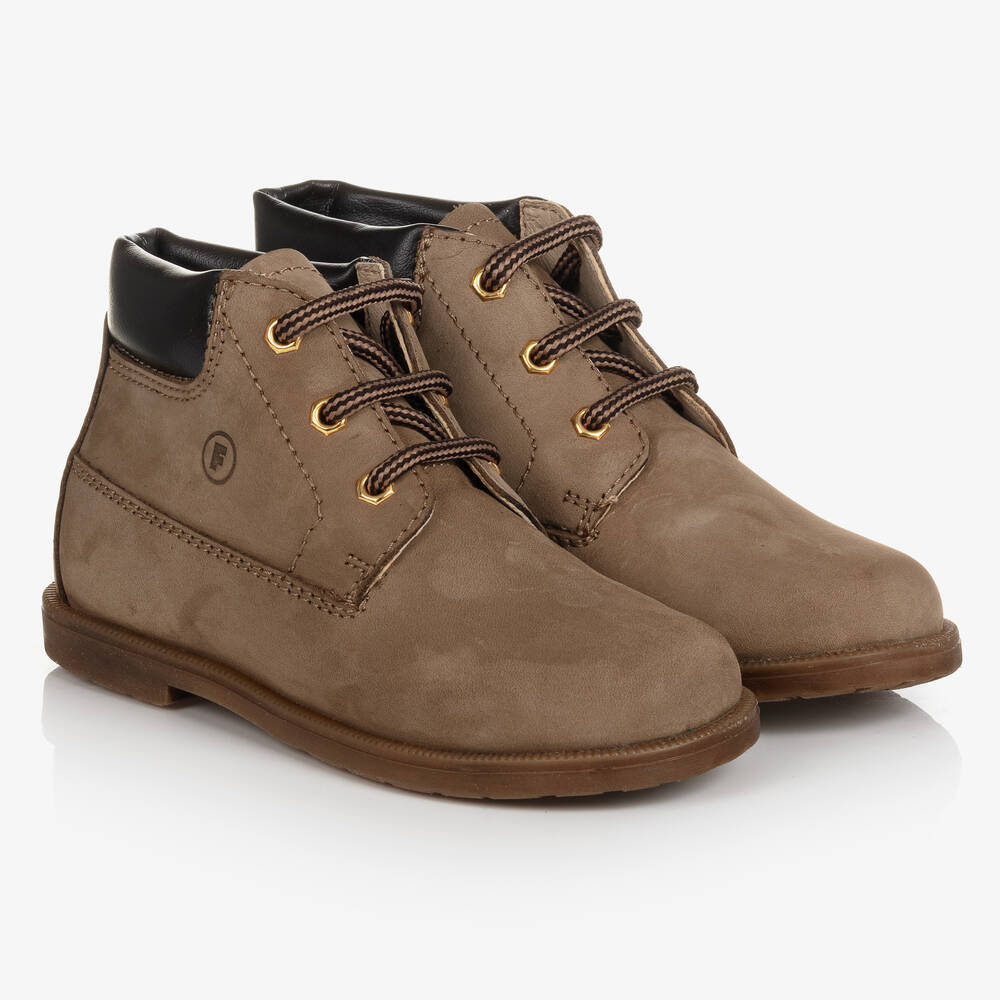 Falcotto by Naturino - Boys Brown Leather Ankle Boots | Childrensalon