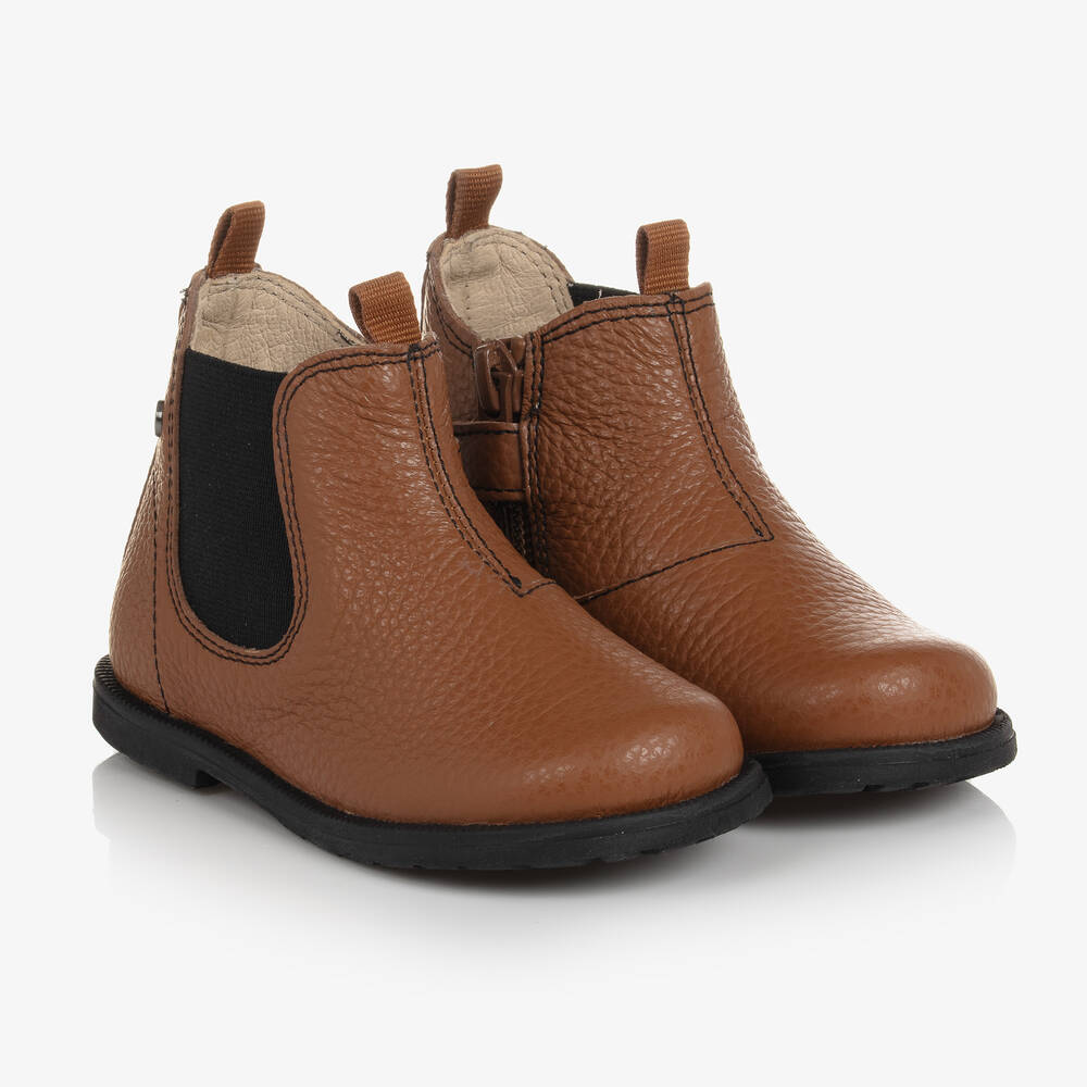Falcotto by Naturino - Boys Brown Leather Chelsea Boots | Childrensalon