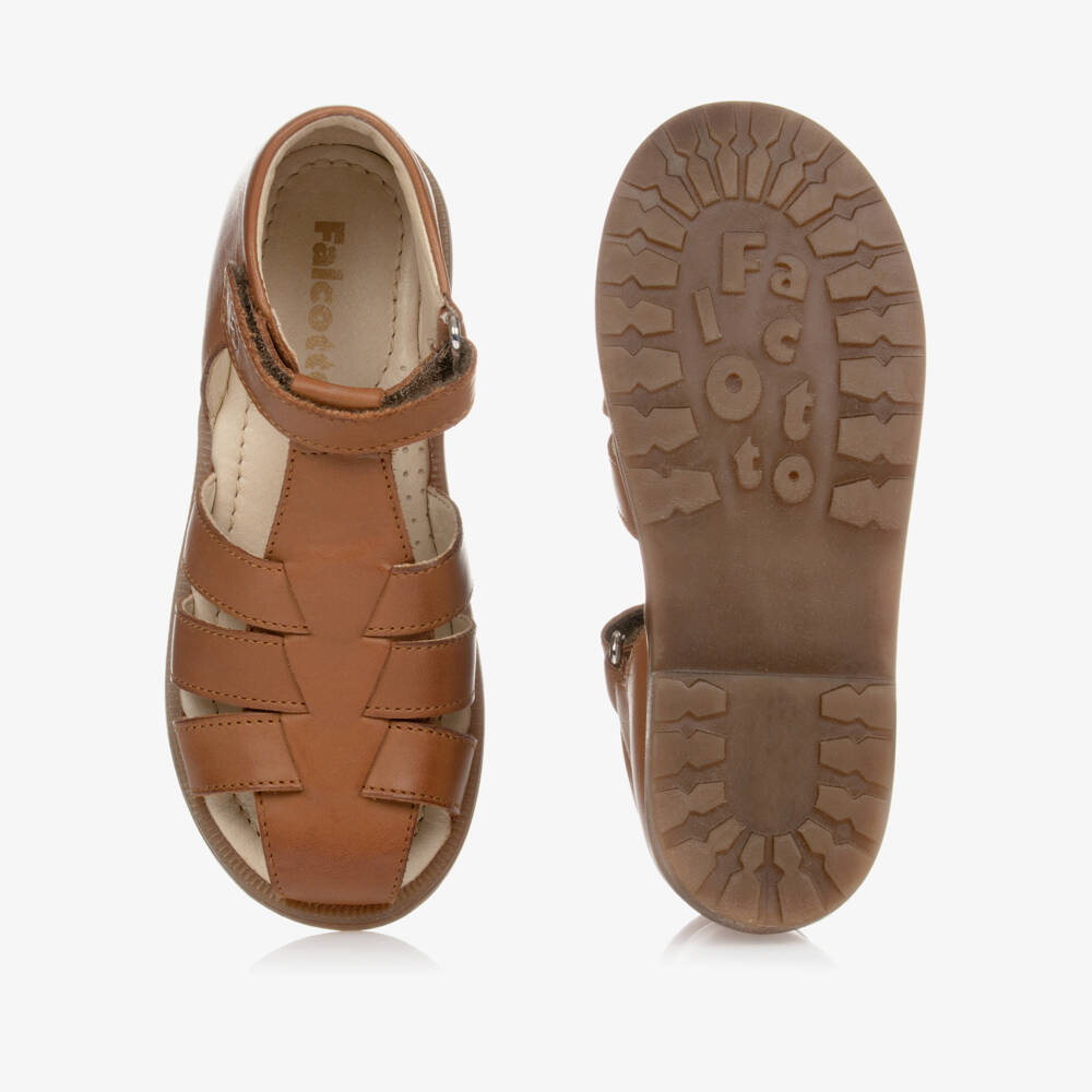 Falcotto by Naturino-Boys Brown Leather Sandals | Childrensalon Outlet