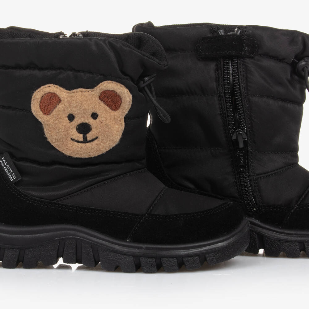 Falcotto by Naturino-Boys Cozy Black Bear Snow Boots | Childrensalon Outlet