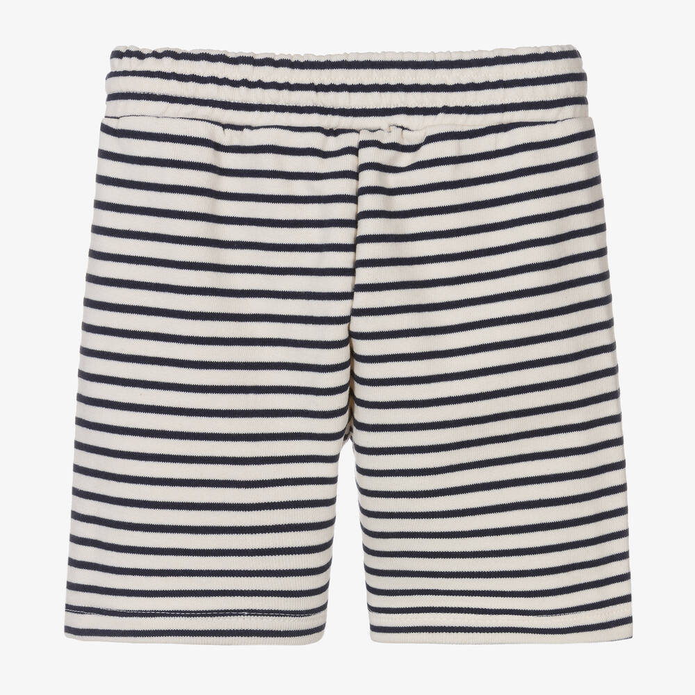 Falcotto by Naturino-Boys Ivory & Blue Stripe Cotton Shorts | Childrensalon Outlet