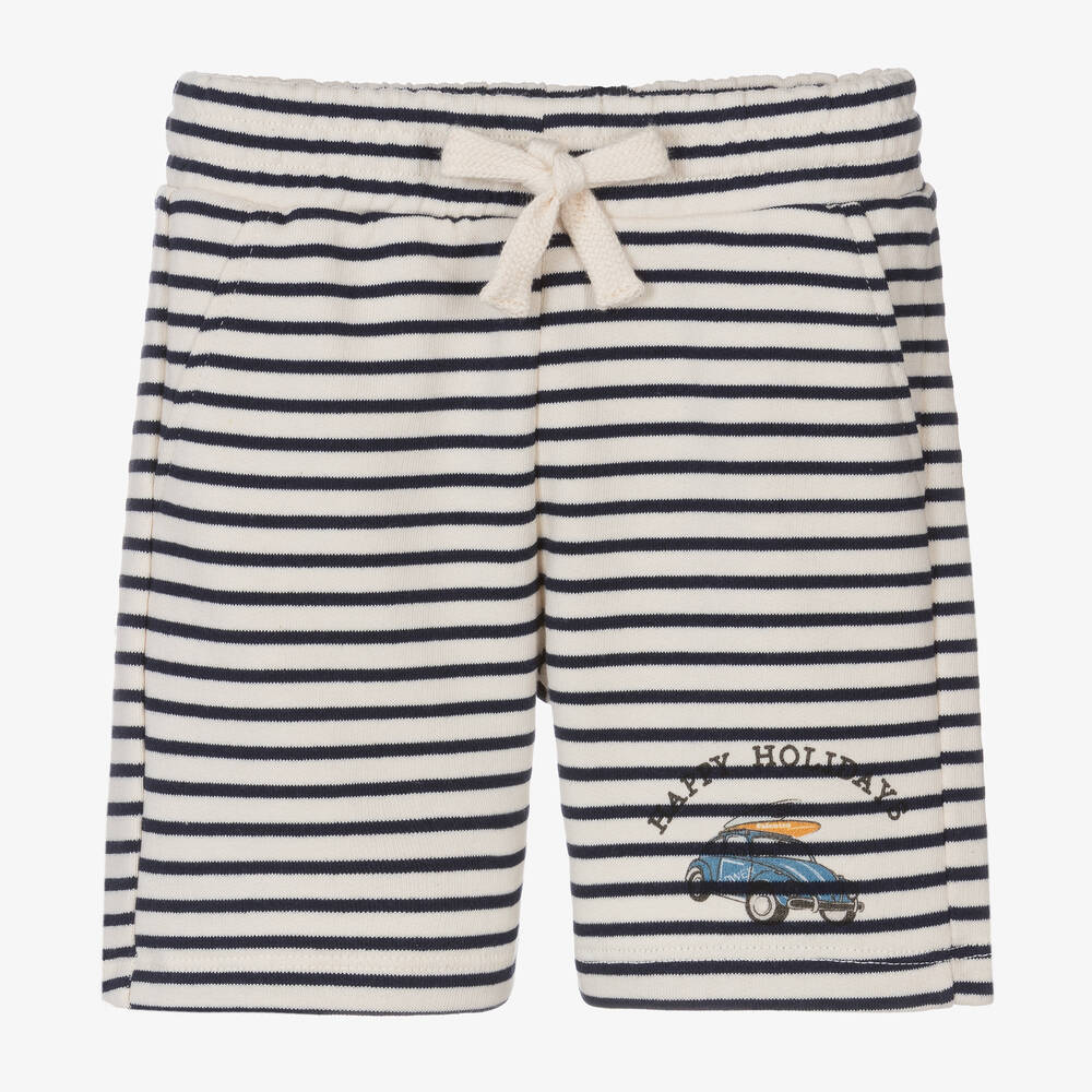Falcotto by Naturino - Boys Ivory & Blue Stripe Cotton Shorts | Childrensalon