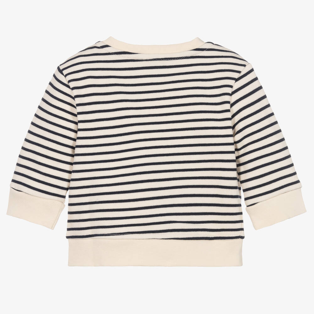 فالكوتو باي ناتورينو-Boys Ivory & Blue Striped Cotton Sweatshirt | Childrensalon Outlet