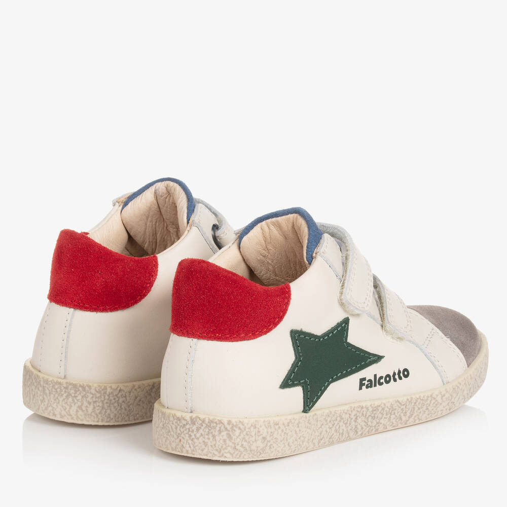 Falcotto by Naturino Boys Ivory Grey Leather Trainers