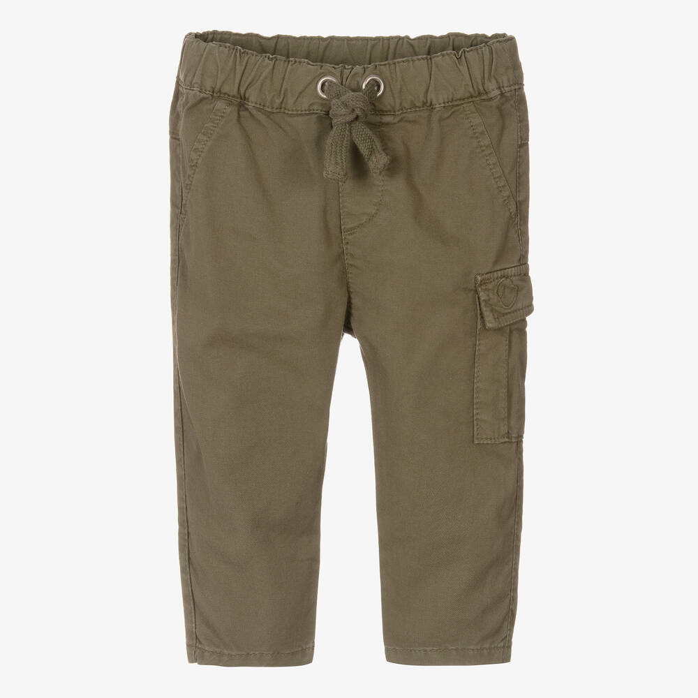 Falcotto by Naturino - Boys Khaki Green Cotton Trousers | Childrensalon