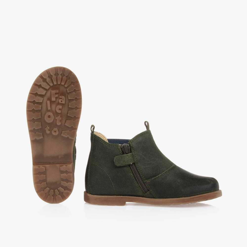 Falcotto by Naturino-Boys Khaki Suede Leather Boots | Childrensalon Outlet