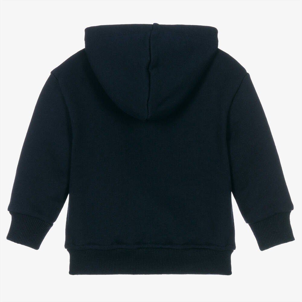 Falcotto by Naturino-Boys Navy Blue Cotton Hooded Zip-Up Top | Childrensalon Outlet