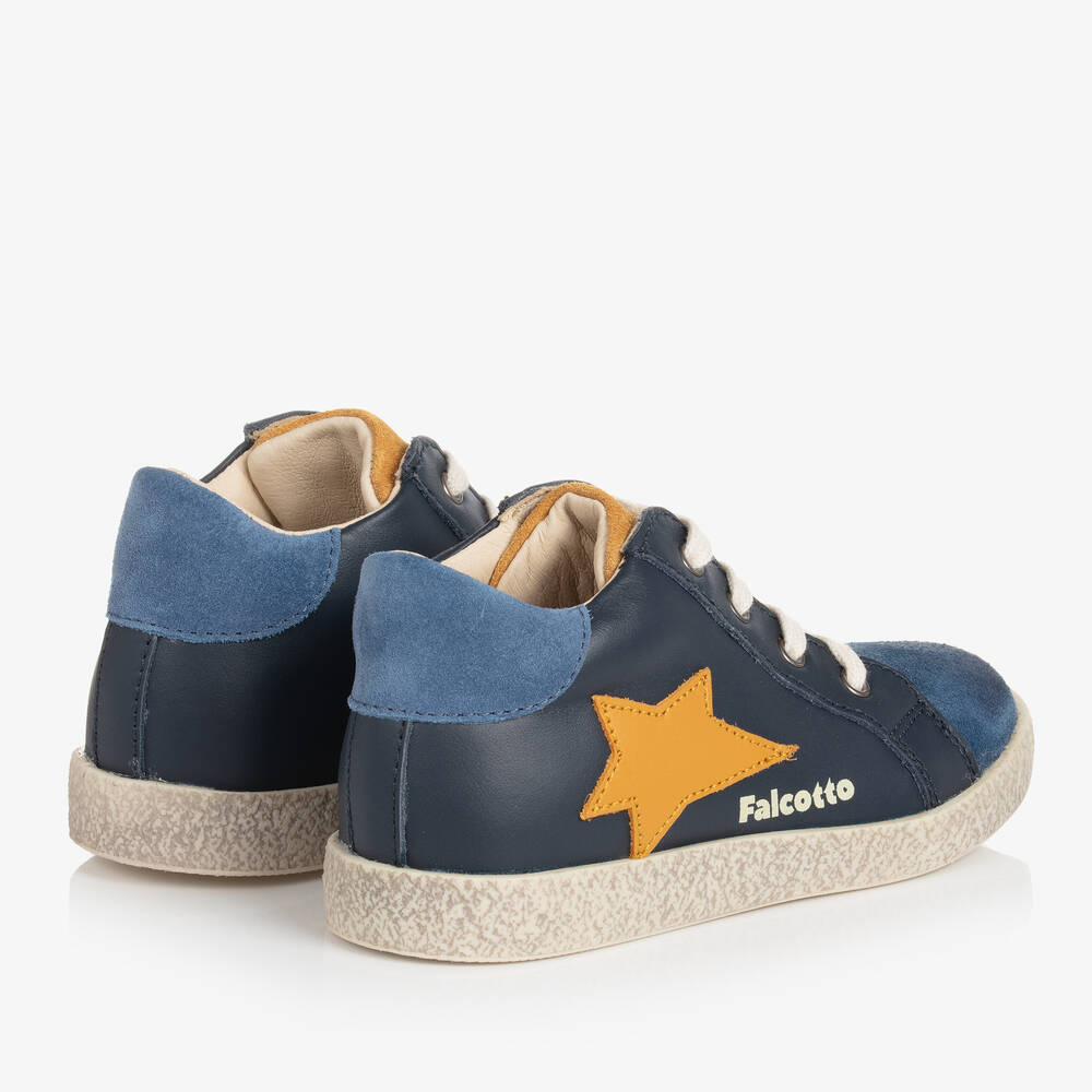 Falcotto by Naturino-Boys Navy Blue Leather Trainers | Childrensalon Outlet