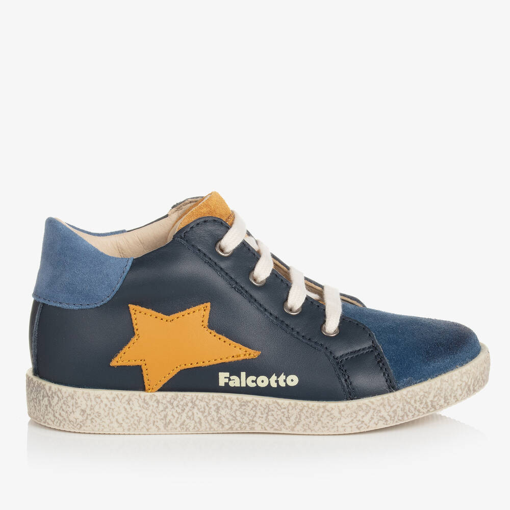 Falcotto by Naturino-Boys Navy Blue Leather Trainers | Childrensalon Outlet