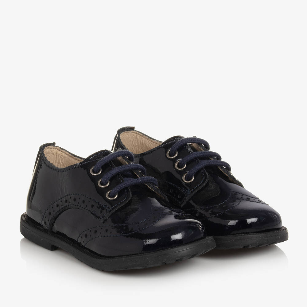 Falcotto by Naturino Boys Navy Patent Leather Brogues Boys Kids 25 Blue Lace by Childrensalon