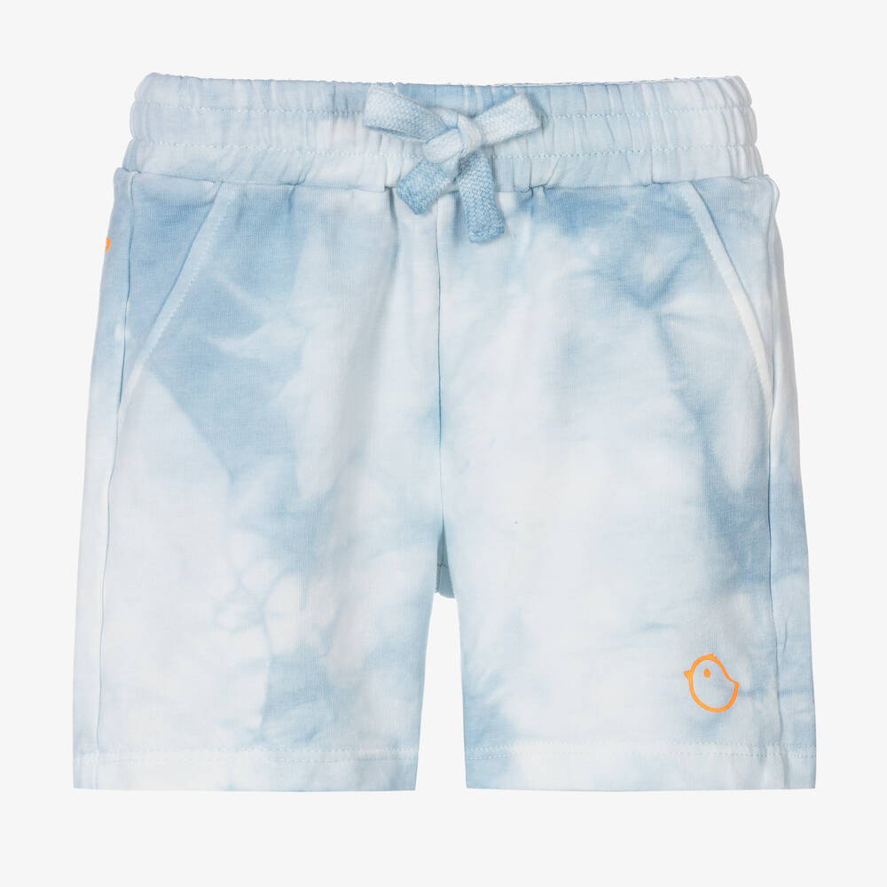 Falcotto by Naturino - Boys White & Blue Tie-Dye Cotton Shorts | Childrensalon