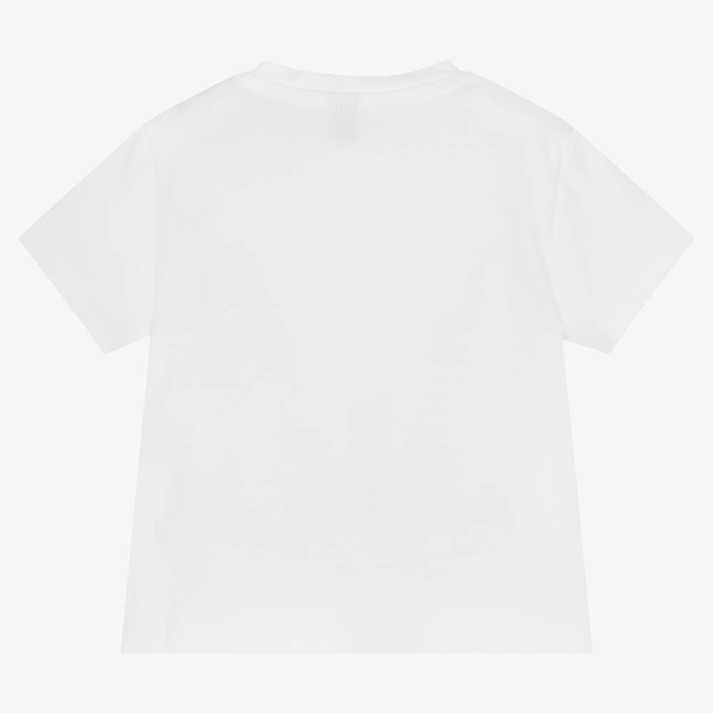 Falcotto by Naturino-Boys White Cotton Logo T-Shirt | Childrensalon Outlet