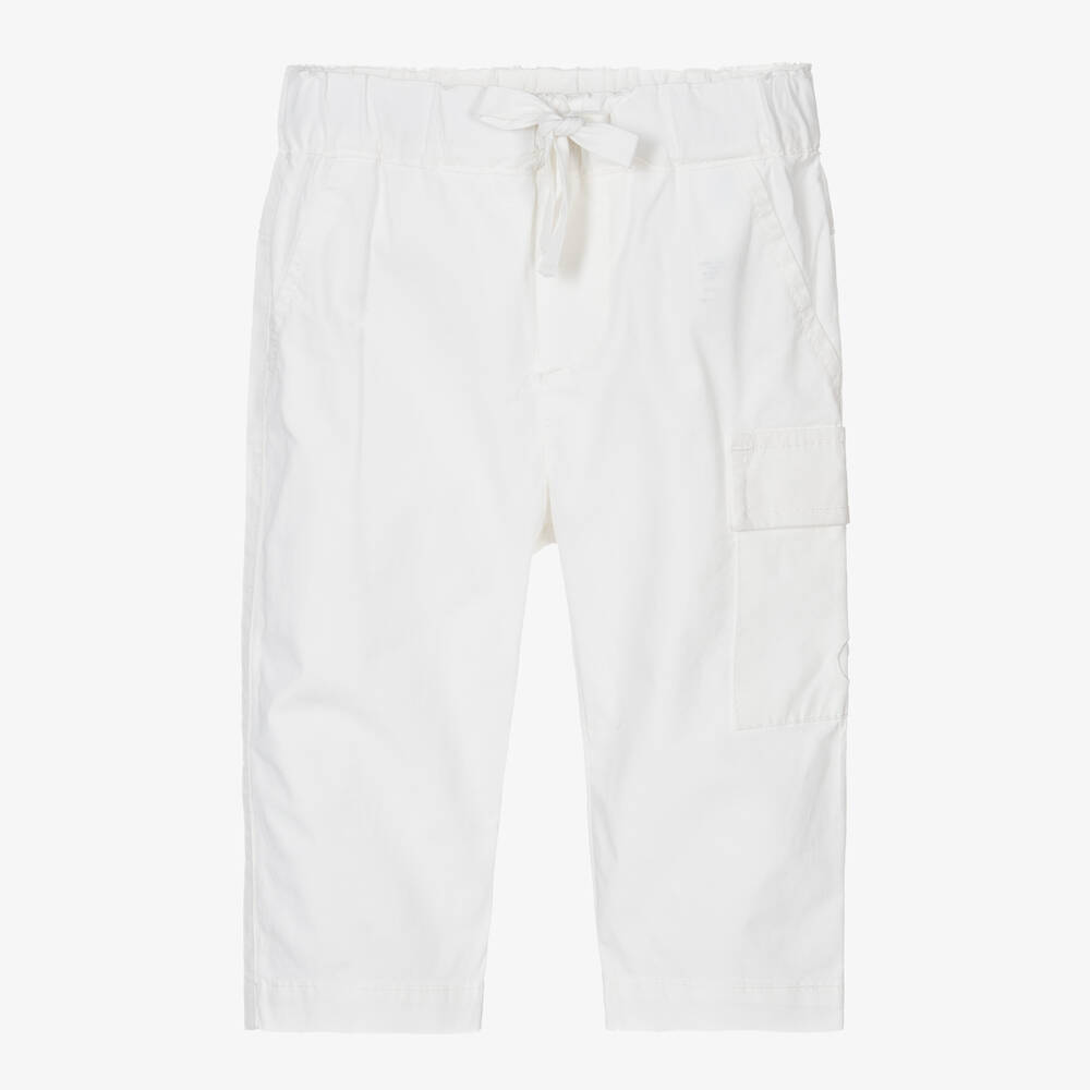 Falcotto by Naturino - Boys White Cotton Trousers | Childrensalon