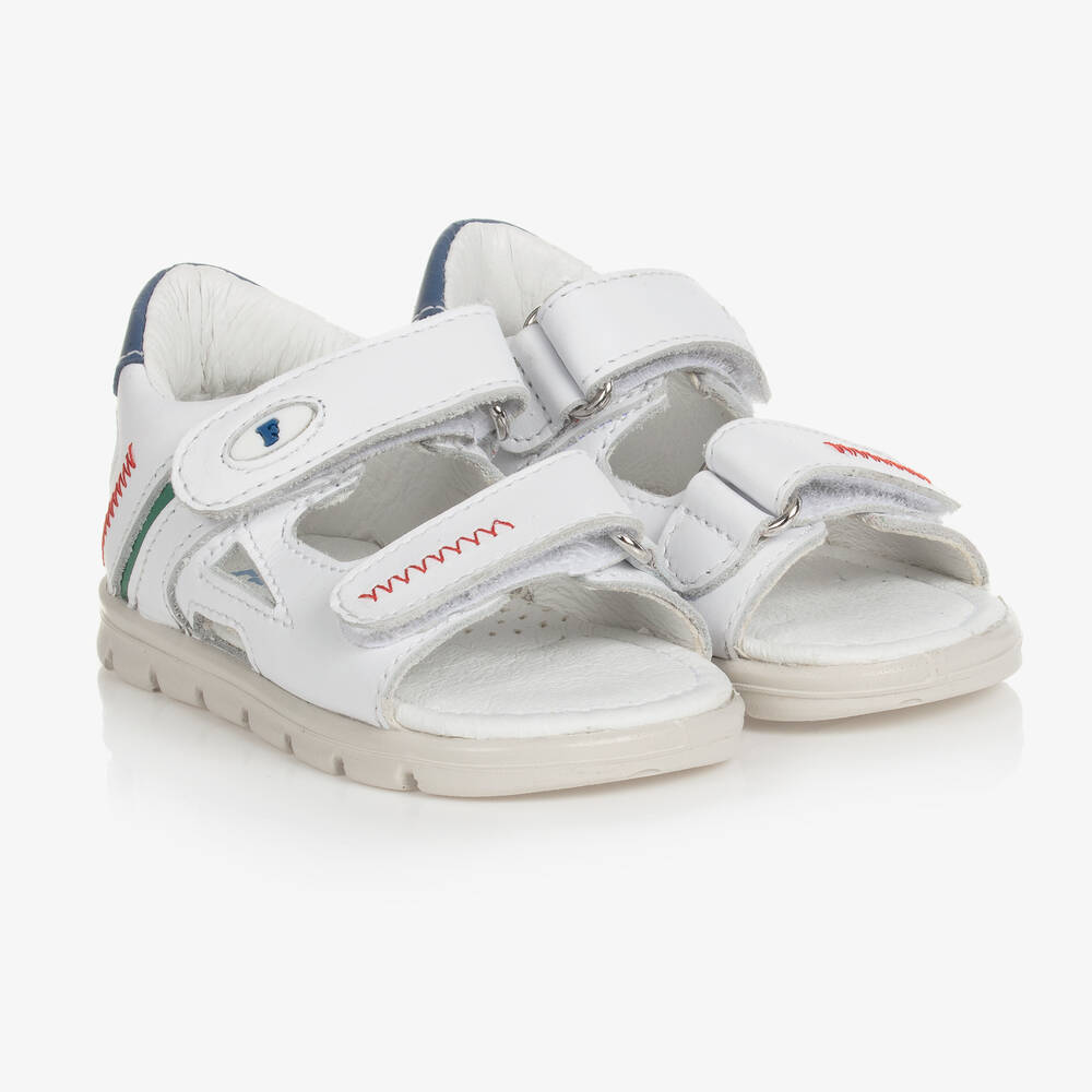 Falcotto by Naturino - Boys White Leather Sandals | Childrensalon