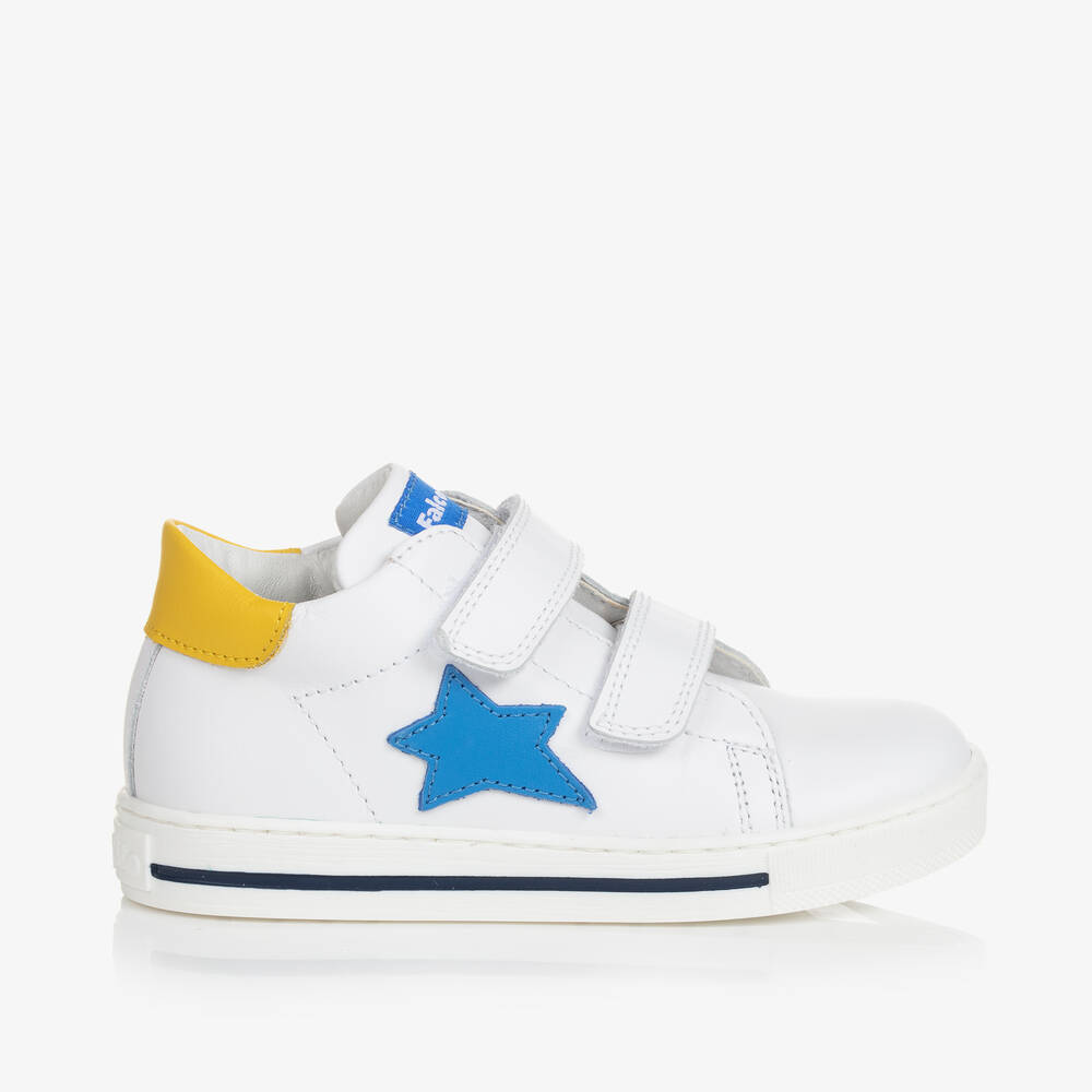 Falcotto by Naturino Boys White Leather Star Trainers Childrensalon Outlet