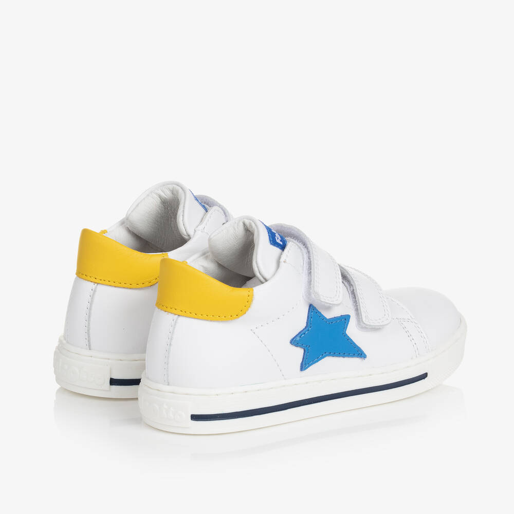 Falcotto by Naturino Boys White Leather Star Trainers Childrensalon Outlet