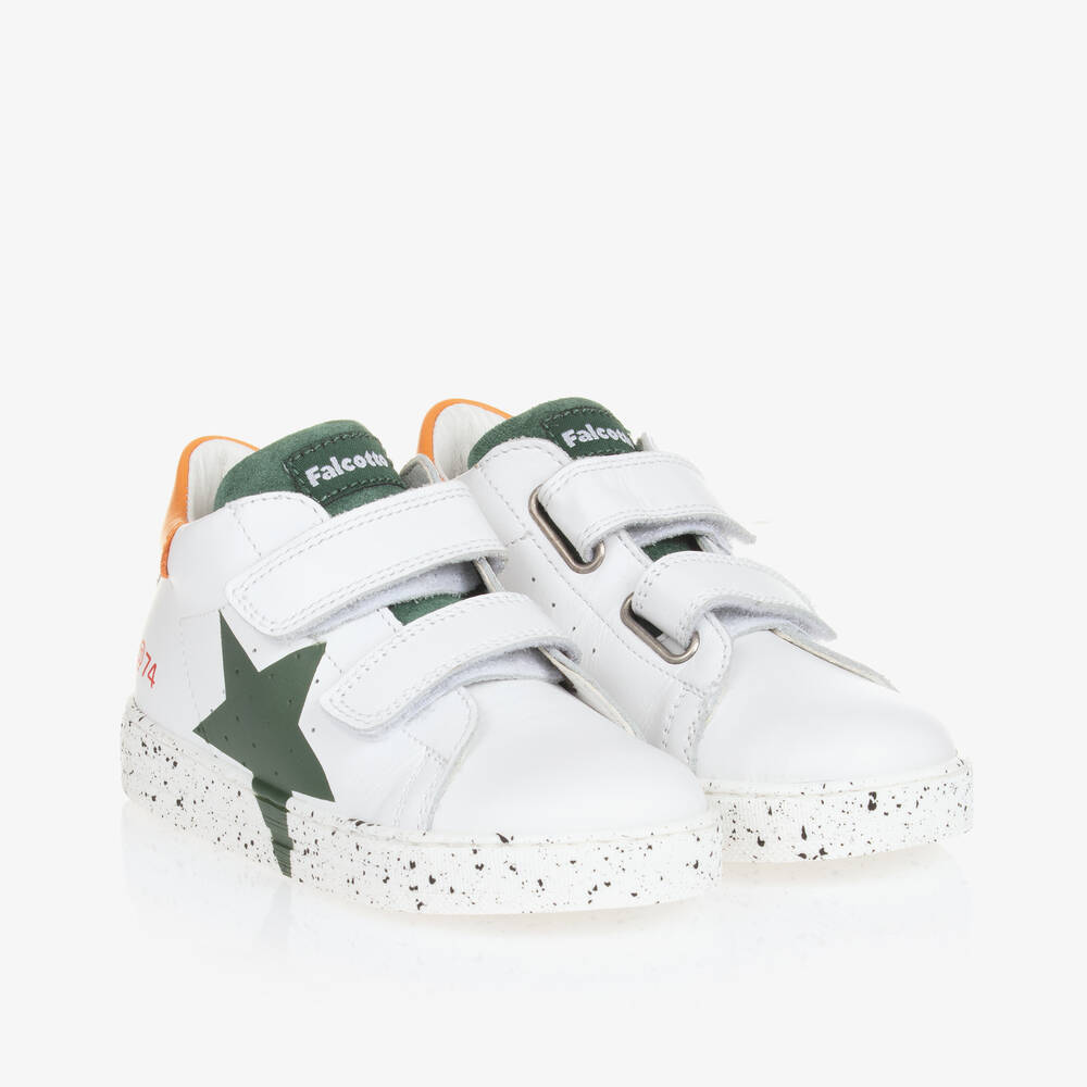Falcotto by Naturino-Boys White Leather Star Trainers | Childrensalon Outlet