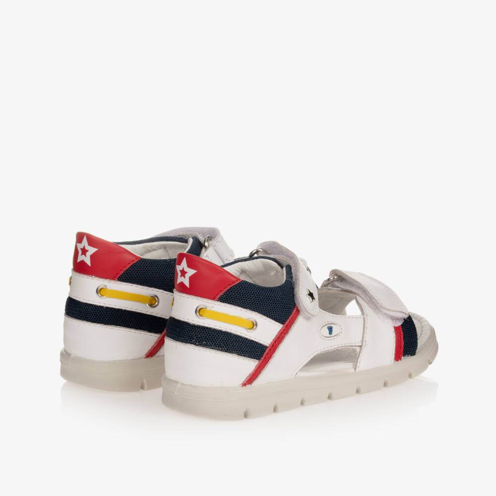 Falcotto by Naturino-Boys White & Navy Blue Sandals | Childrensalon Outlet