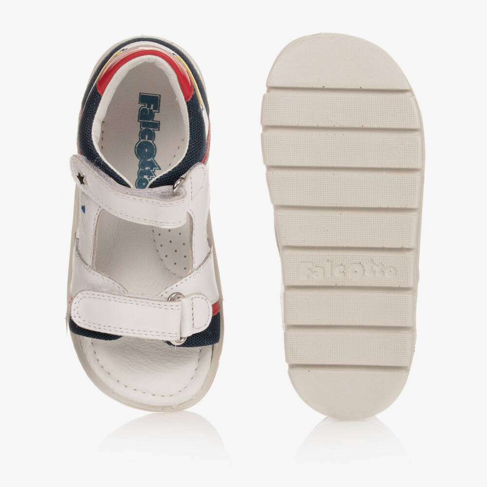 Falcotto by Naturino-Boys White & Navy Blue Sandals | Childrensalon Outlet