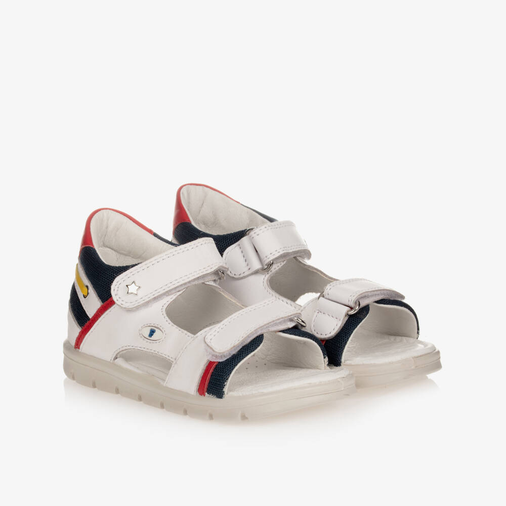 Falcotto by Naturino-صندل جلد وقماش لون أبيض وكحلي للأولاد | Childrensalon Outlet