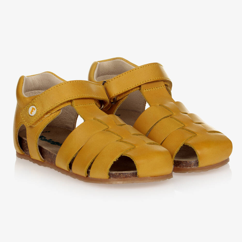Falcotto by Naturino - Boys Yellow Leather Sandals | Childrensalon