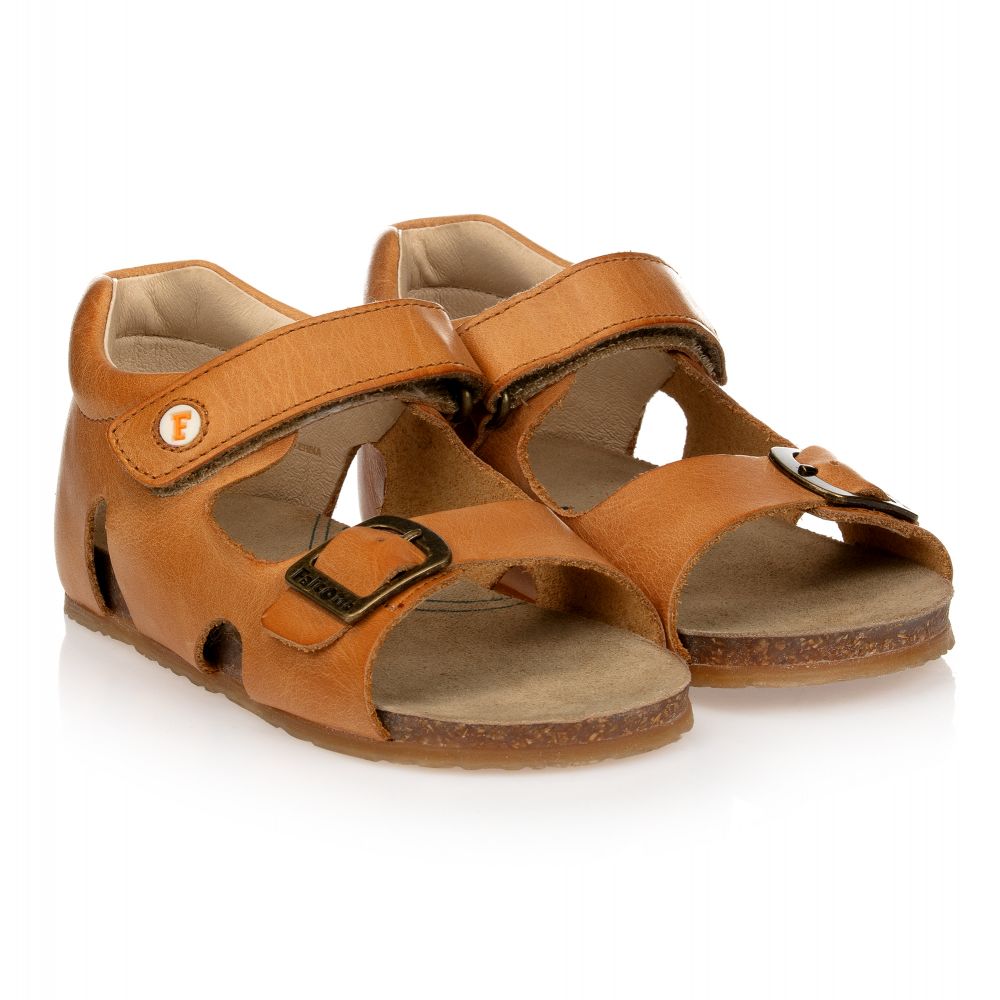 Falcotto by Naturino - Brown Leather Buckle Sandals | Childrensalon